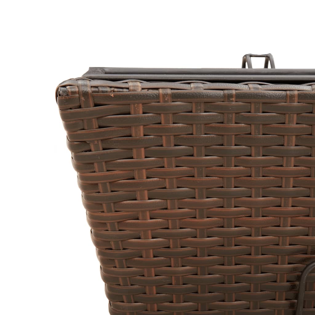 Planters with hooks 2 pcs Brown Poly Rattan
