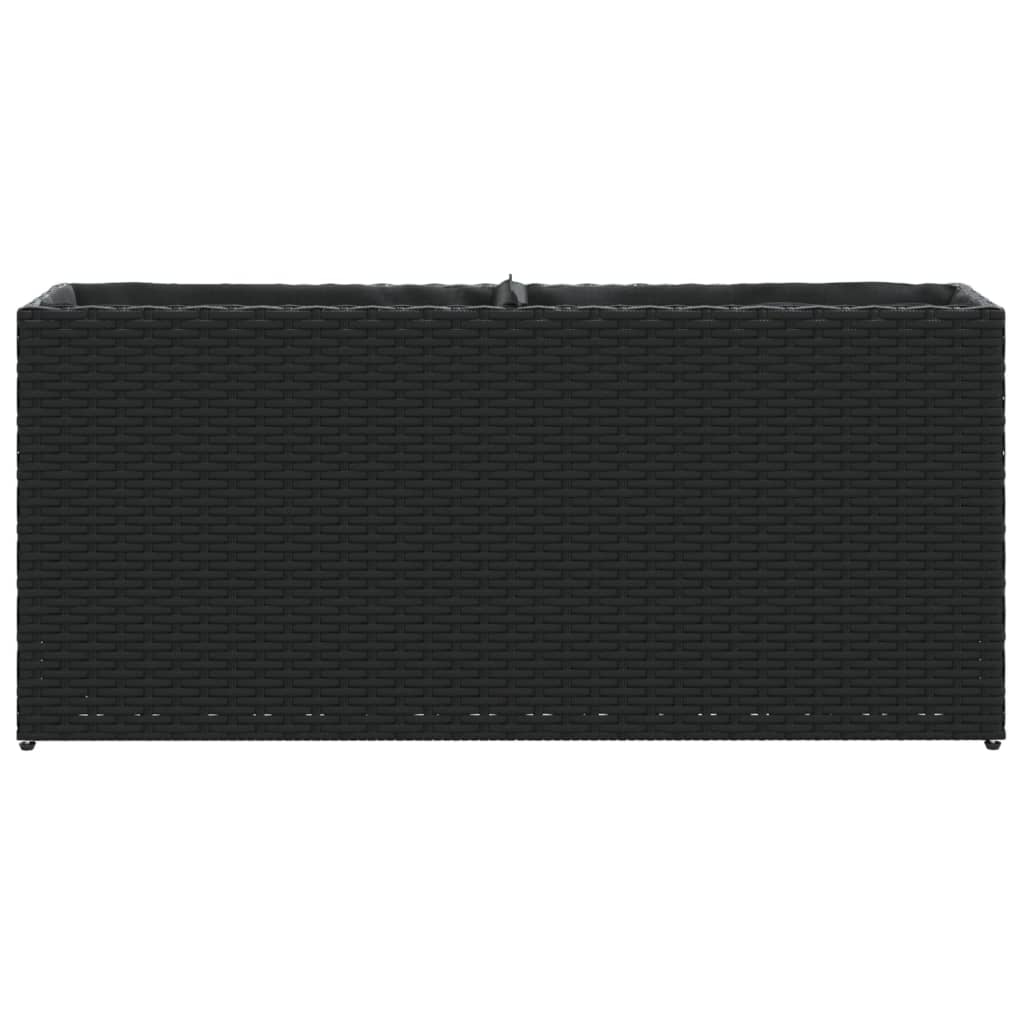 Garden Planter with 2 Pots Black 90x20x40 cm Poly Rattan
