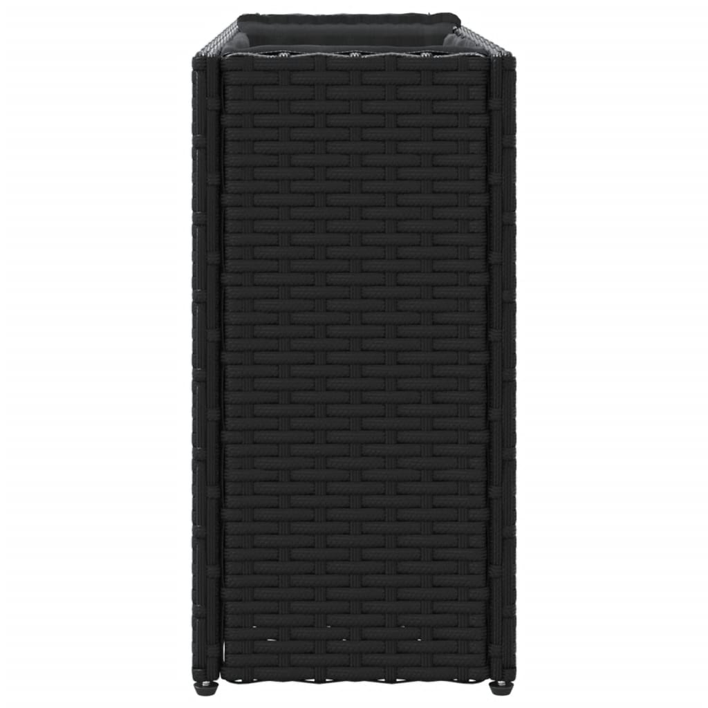 Garden Planter with 2 Pots Black 90x20x40 cm Poly Rattan