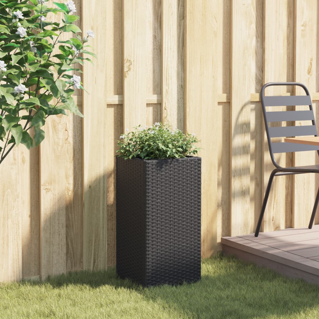 Garden Planter Black 30x30x60 cm Poly Rattan