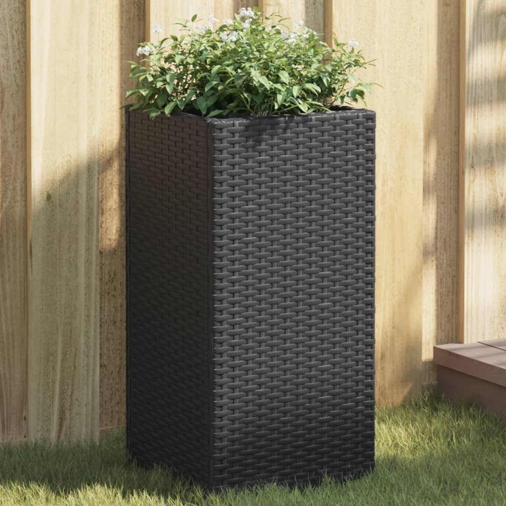 Garden Planter Black 30x30x60 cm Poly Rattan