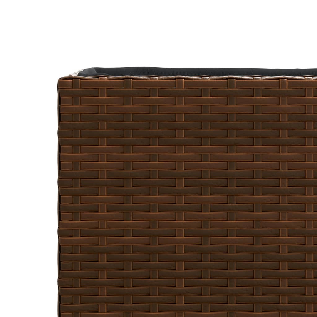 Garden Planter with 3 Pots Brown 105x30x32 cm Poly Rattan