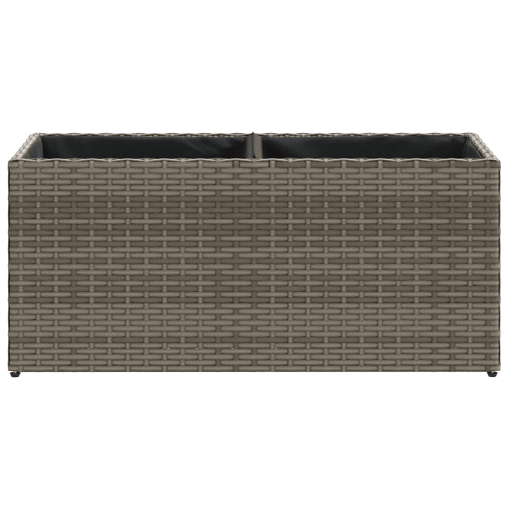 Garden Planter with 2 Pots Grey 72x30x32 cm Poly Rattan