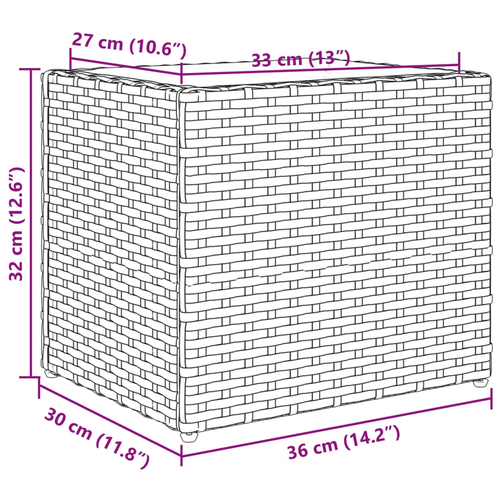 Garden Planter Grey 36x30x32 cm Poly Rattan