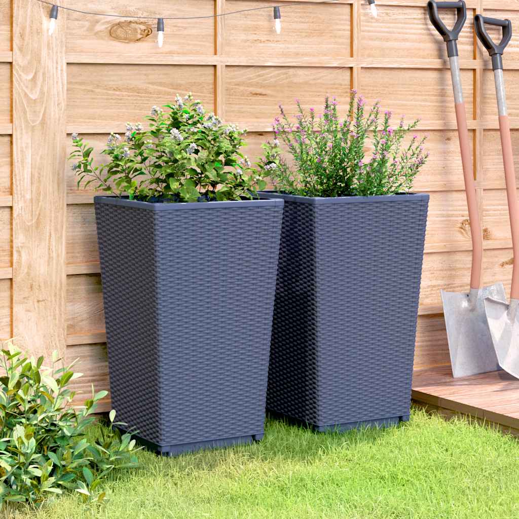 Garden Planters 2 pcs Blue Grey 32.5x32.5x57 cm PP