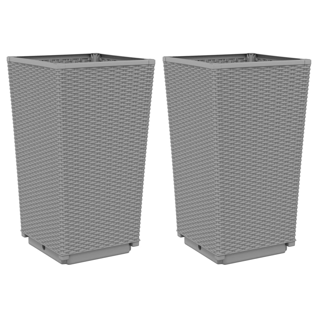Garden Planters 2 pcs Light Grey 32.5x32.5x57 cm PP