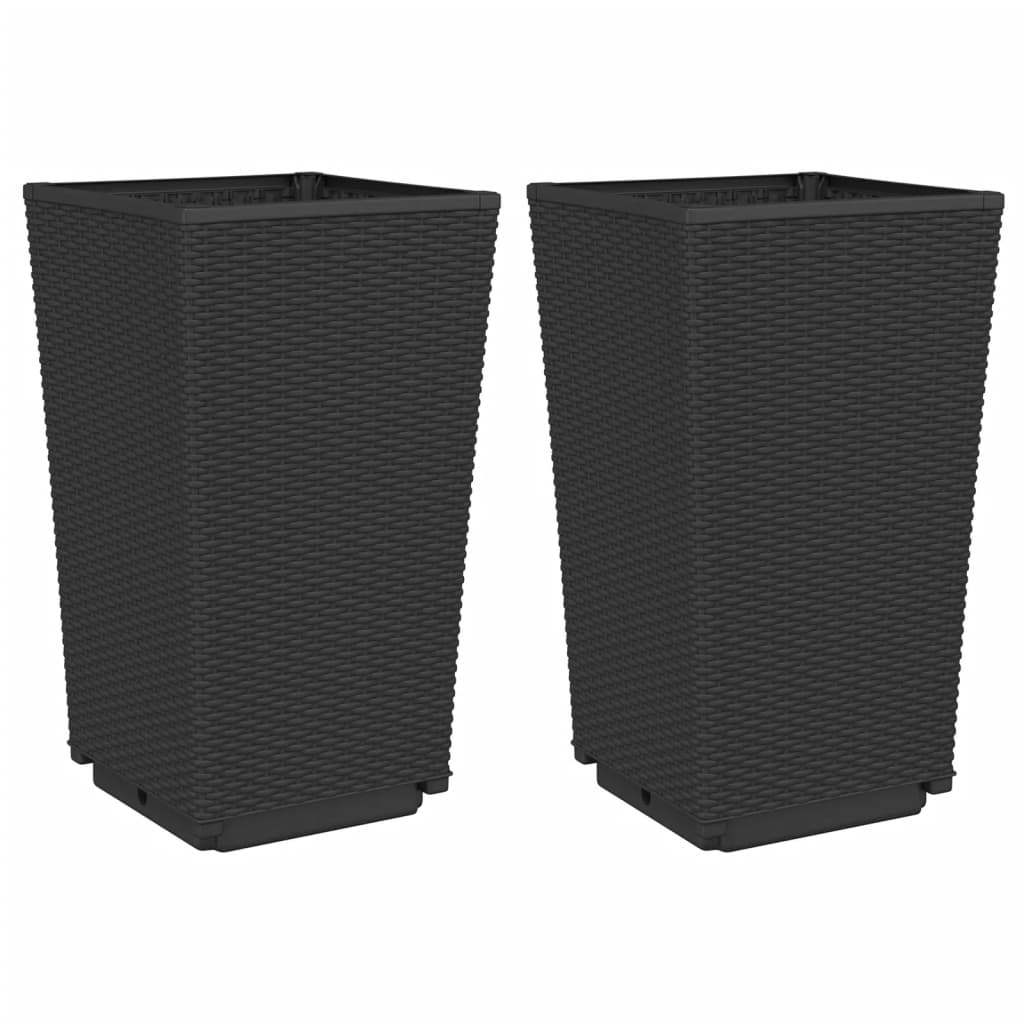 Garden Planters 2 pcs Black 32.5x32.5x57 cm PP