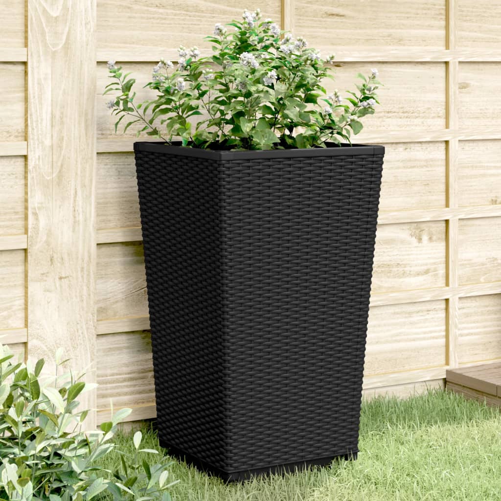 Garden Planters 2 pcs Black 32.5x32.5x57 cm PP