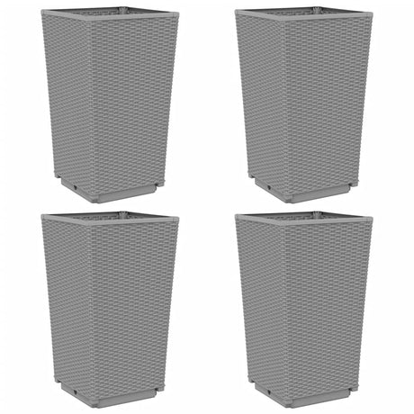 Garden Planters 4 pcs Light Grey 32.5x32.5x57 cm PP