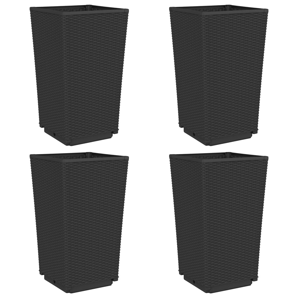 Garden Planters 4 pcs Black 32.5x32.5x57 cm PP
