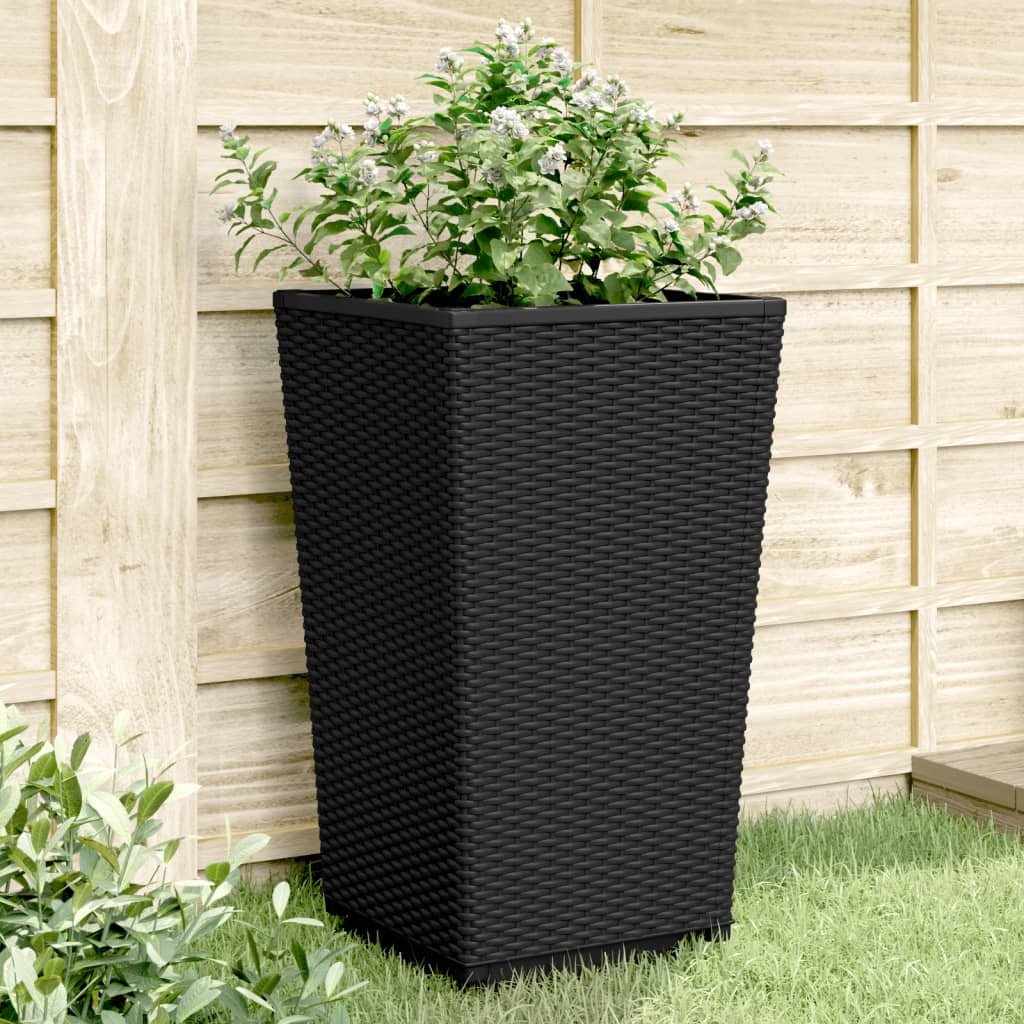 Garden Planters 4 pcs Black 32.5x32.5x57 cm PP