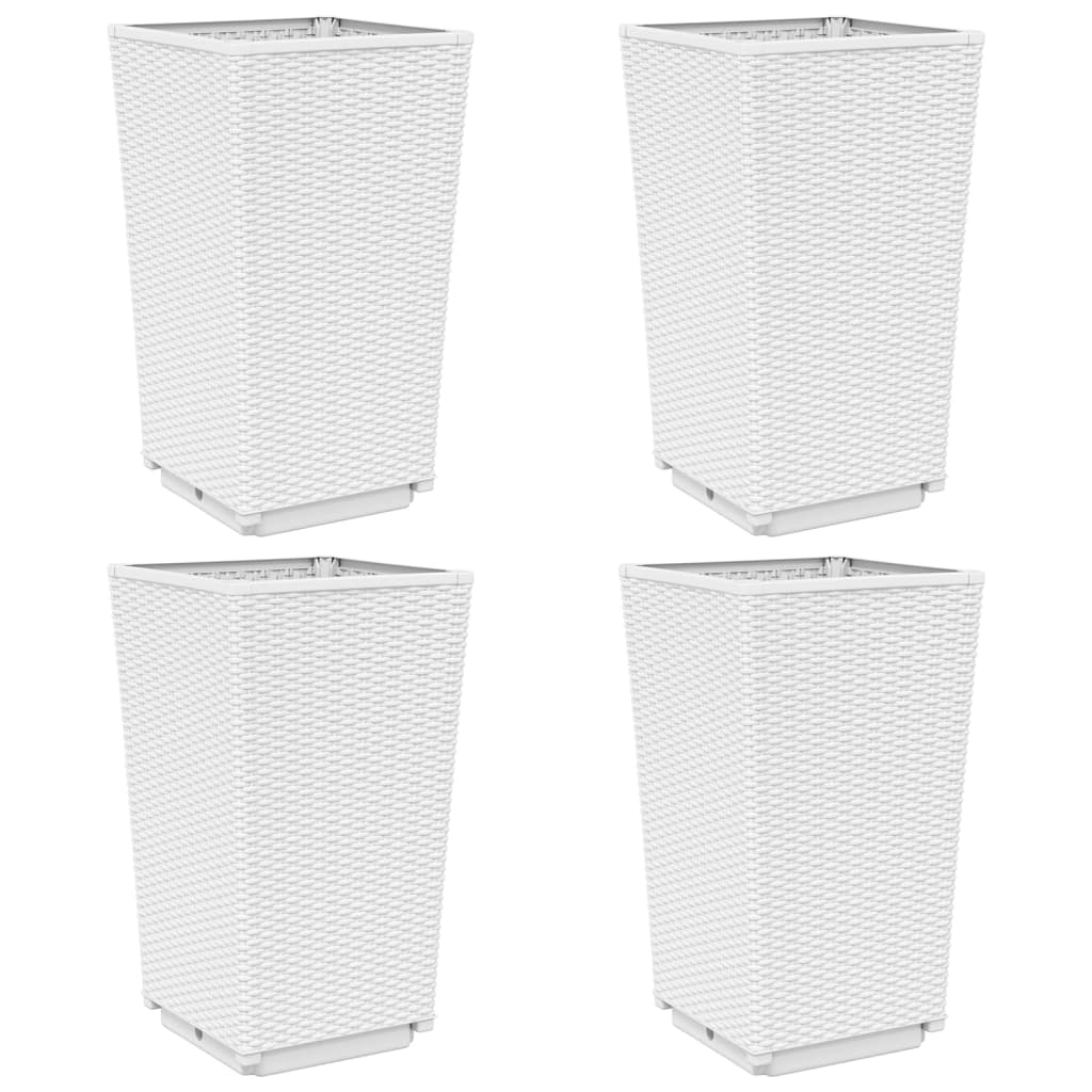 Garden Planters 4 pcs White 32.5x32.5x57 cm PP