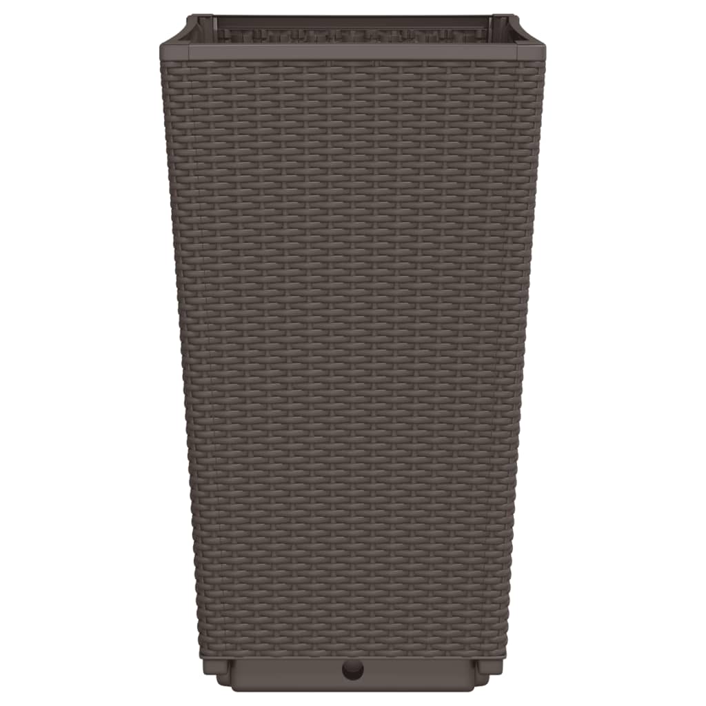 Garden Planters 4 pcs Brown 32.5x32.5x57 cm PP