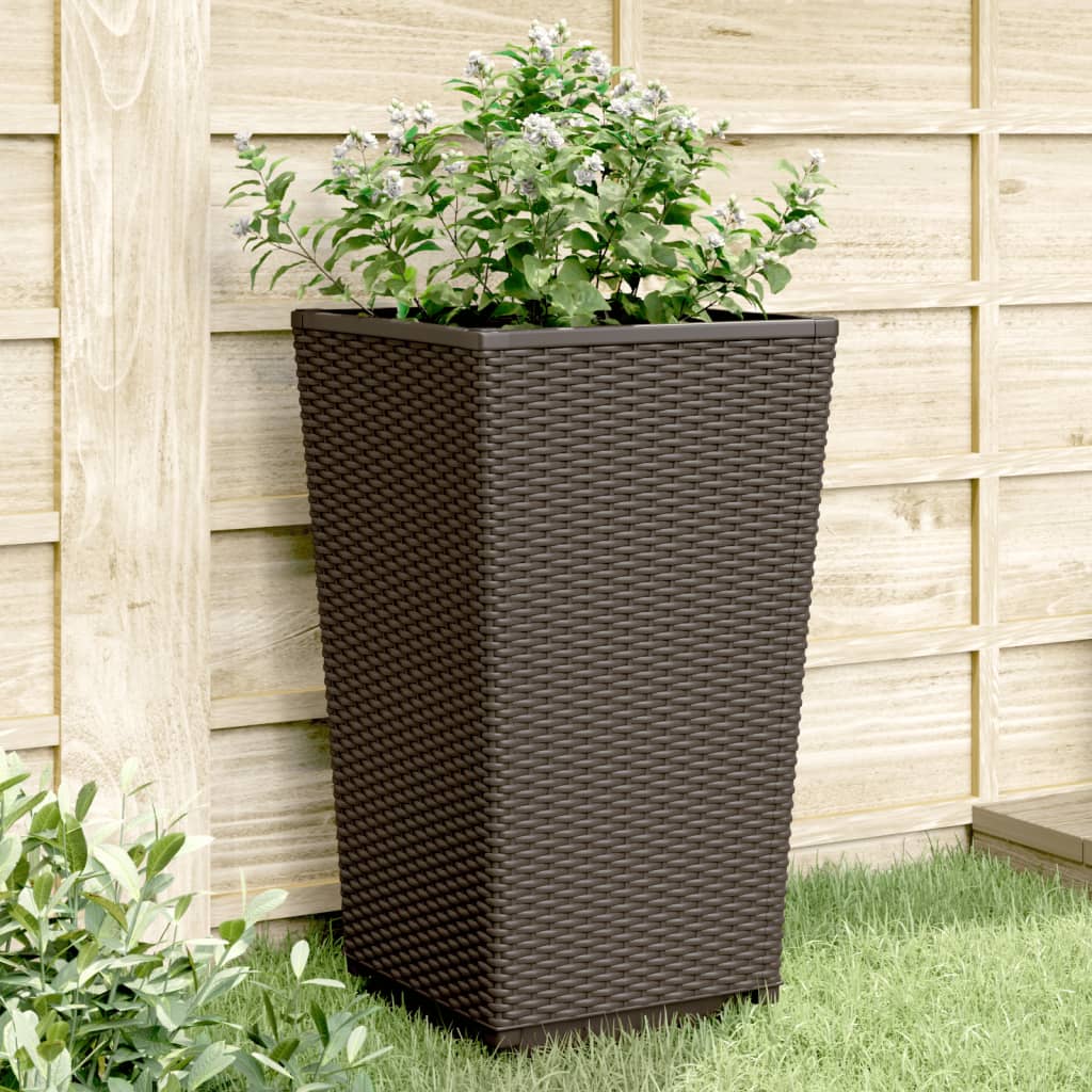 Garden Planters 4 pcs Brown 32.5x32.5x57 cm PP