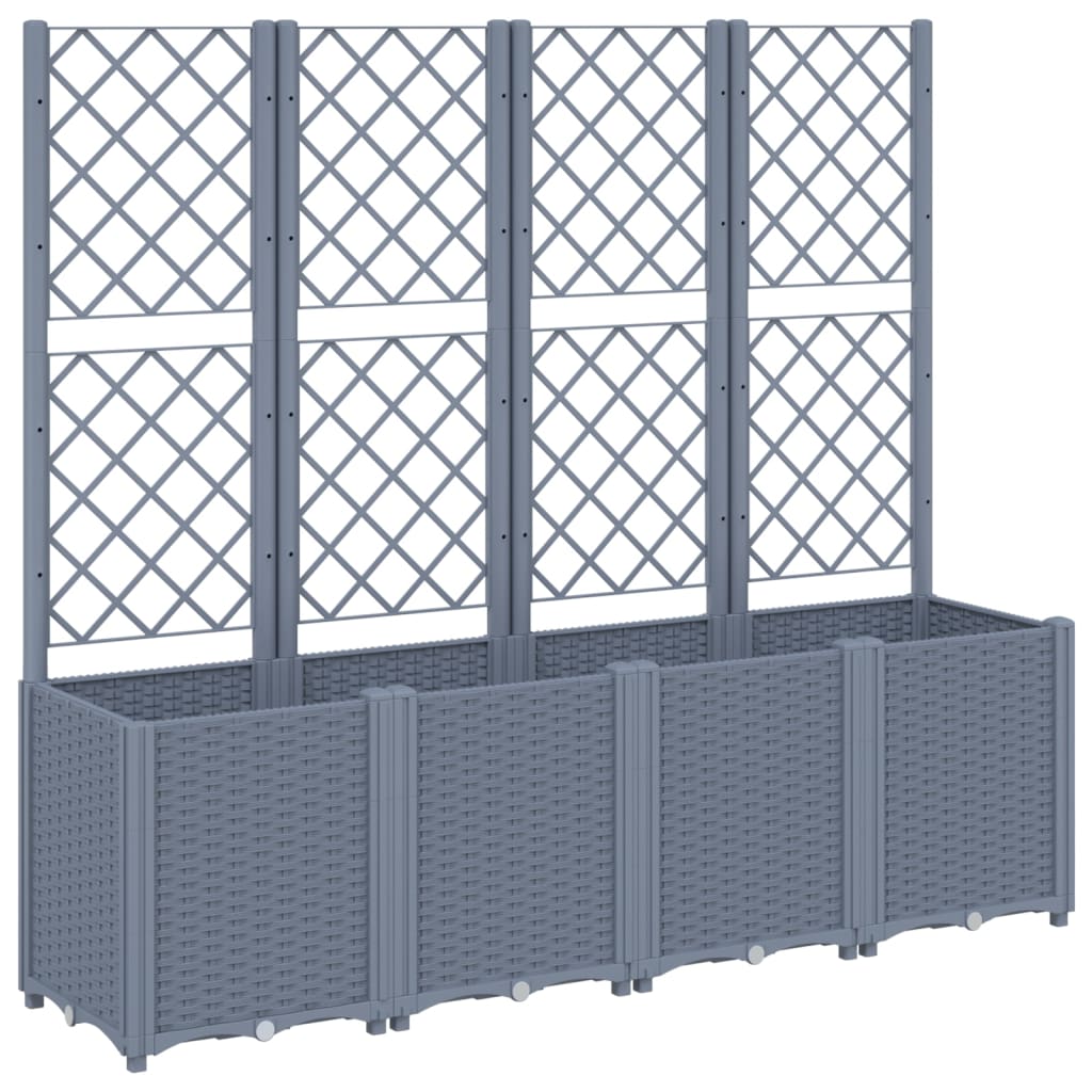 Garden Planter with Trellis Blue Grey 160x40x140 cm PP