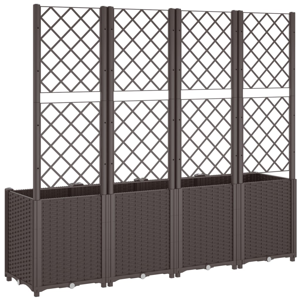 Garden Planter with Trellis Brown 160x40x140 cm PP