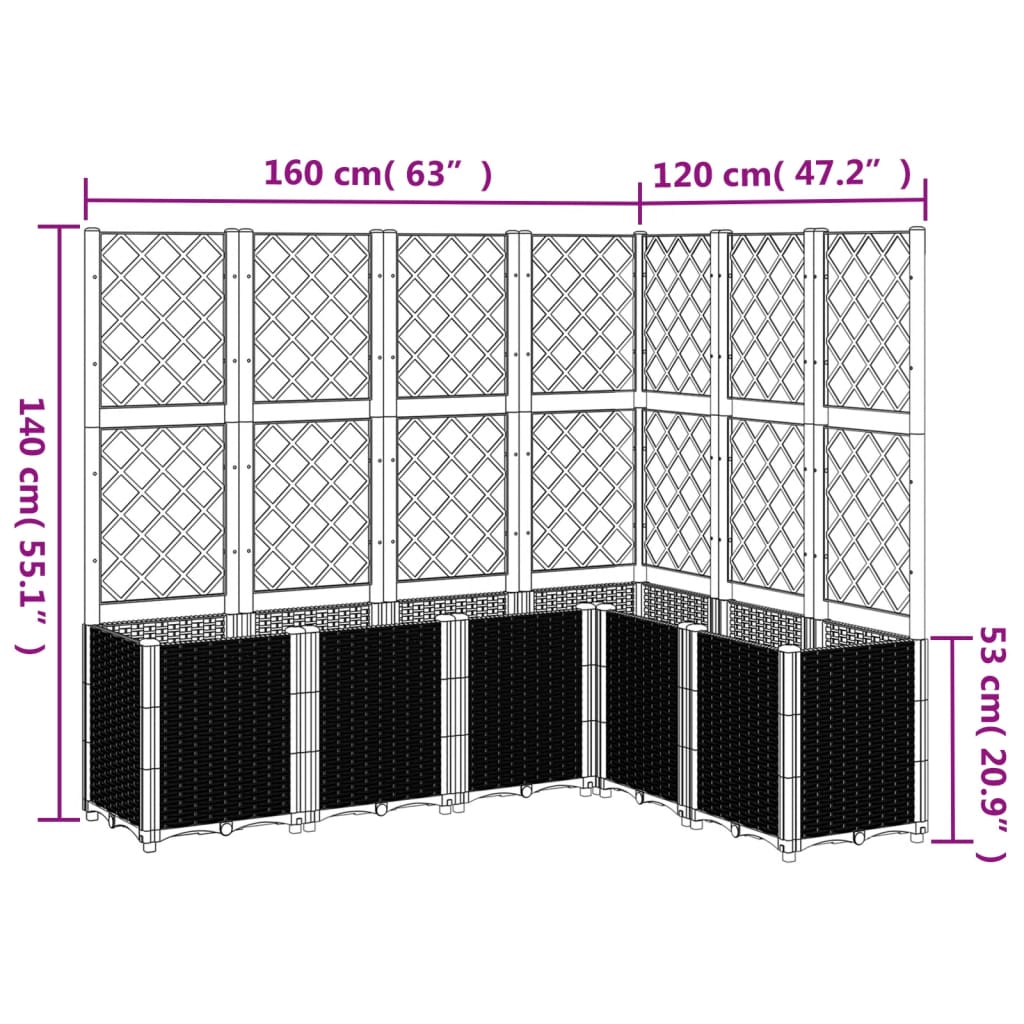 Garden Planter with Trellis Blue Grey 160x120x140 cm PP