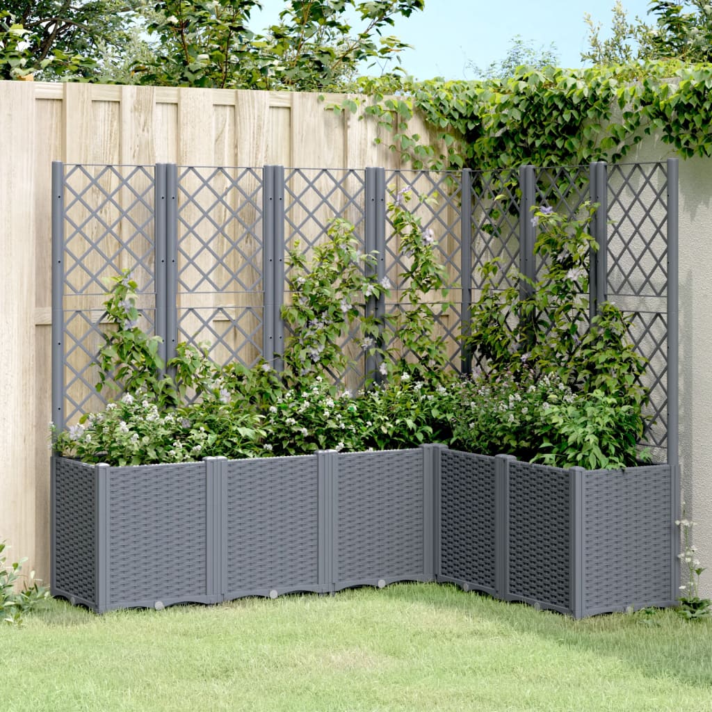 Garden Planter with Trellis Blue Grey 160x120x140 cm PP