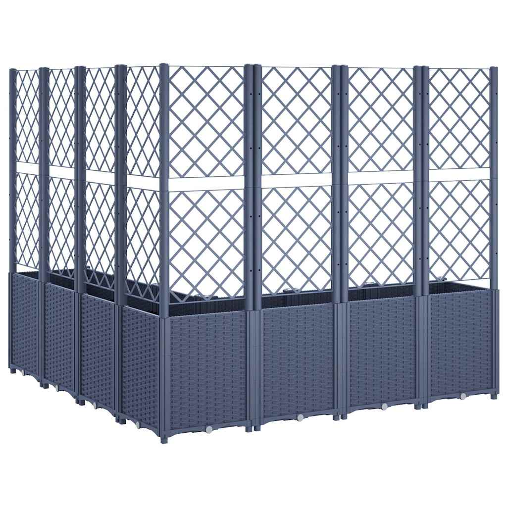 Garden Planter with Trellis Blue Grey 160x160x140 cm PP