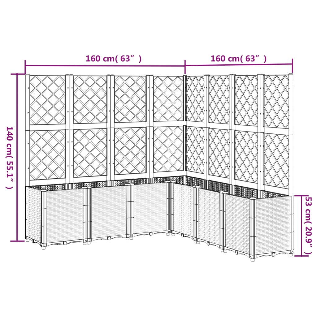 Garden Planter with Trellis Blue Grey 160x160x140 cm PP