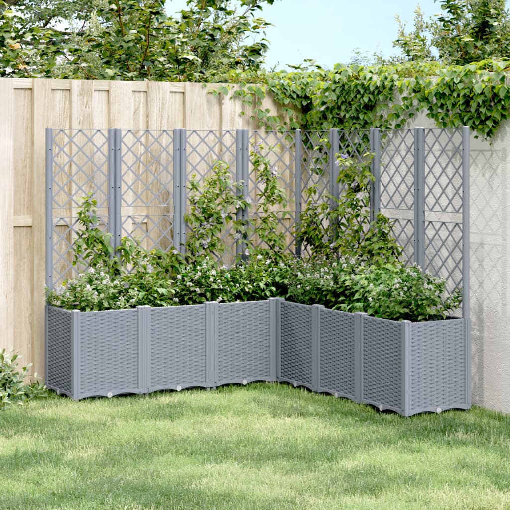 Garden Planter with Trellis Blue Grey 160x160x140 cm PP