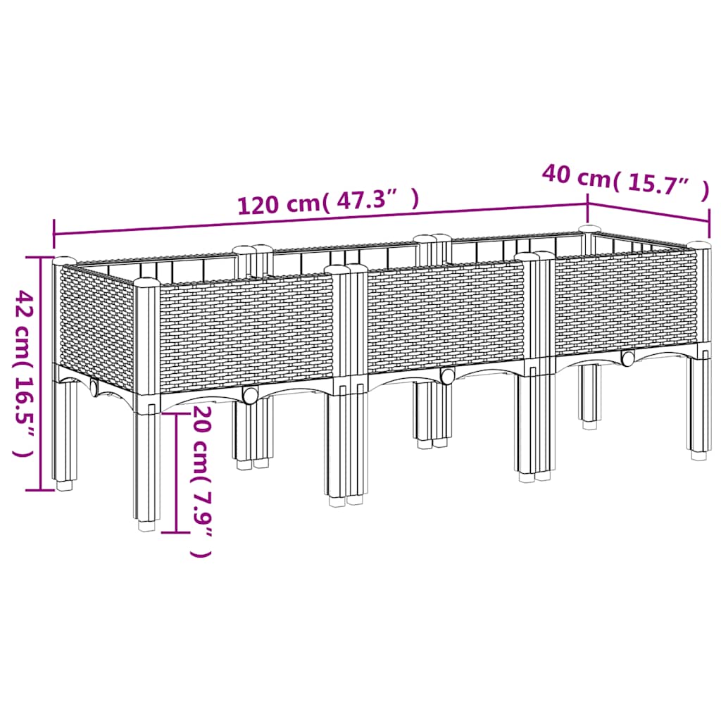 Garden Planter with Legs Blue Grey 120x40x42 cm PP