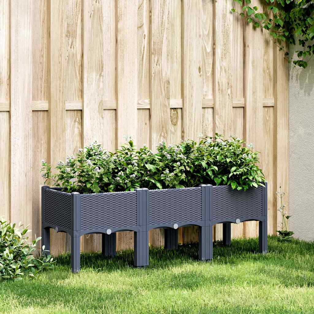 Garden Planter with Legs Blue Grey 120x40x42 cm PP
