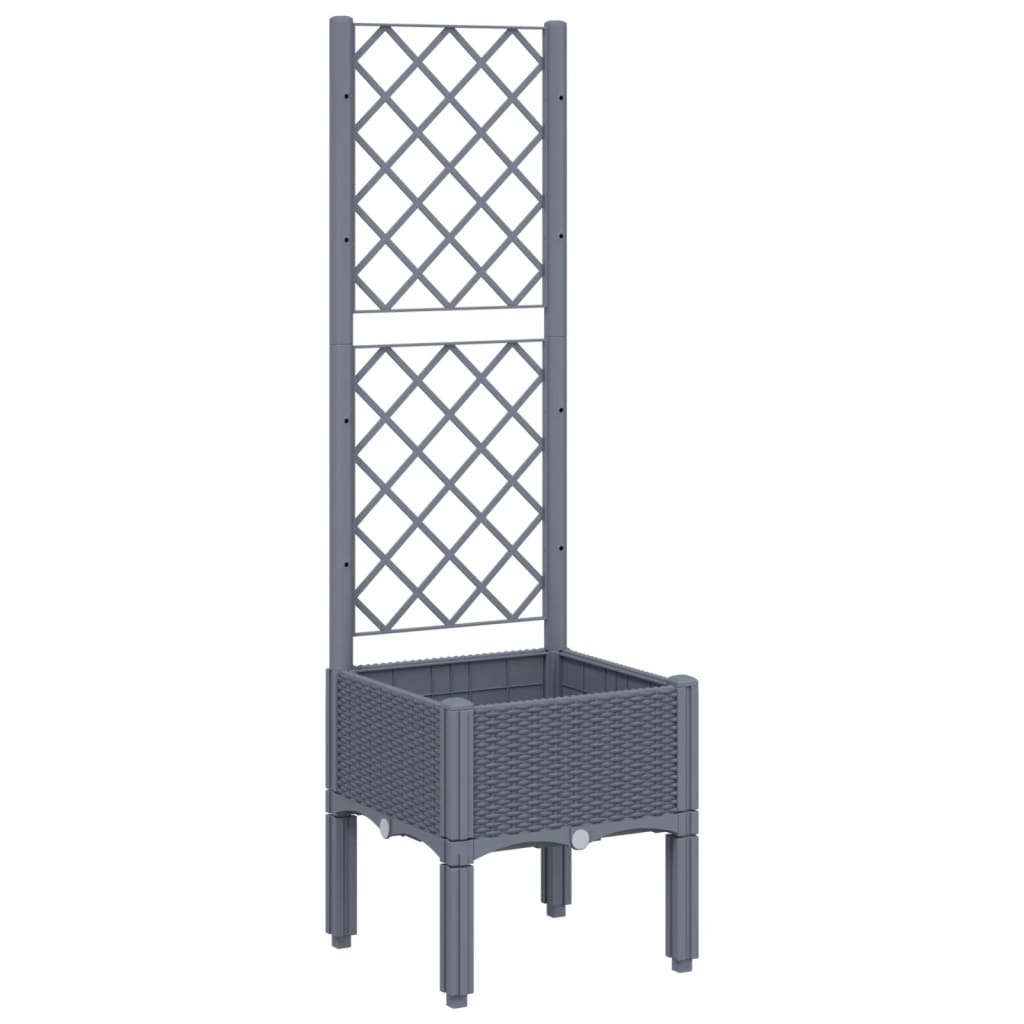 Garden Planter with Trellis Blue Grey 40x40x142 cm PP