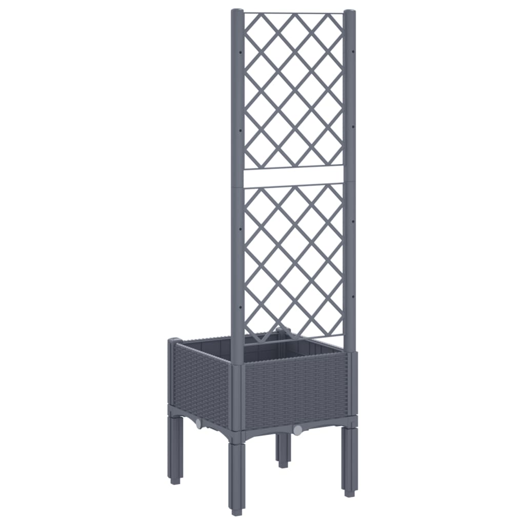 Garden Planter with Trellis Blue Grey 40x40x142 cm PP