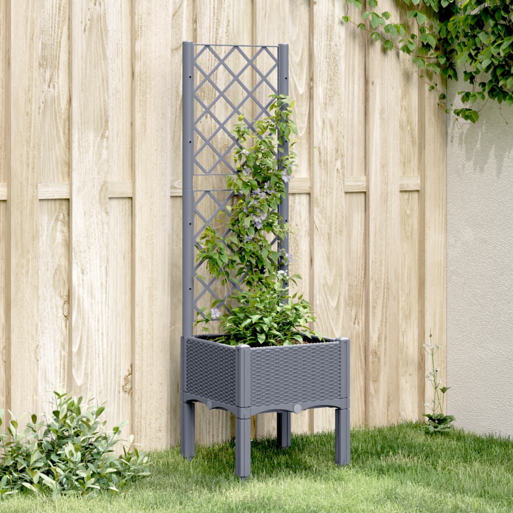 Garden Planter with Trellis Blue Grey 40x40x142 cm PP