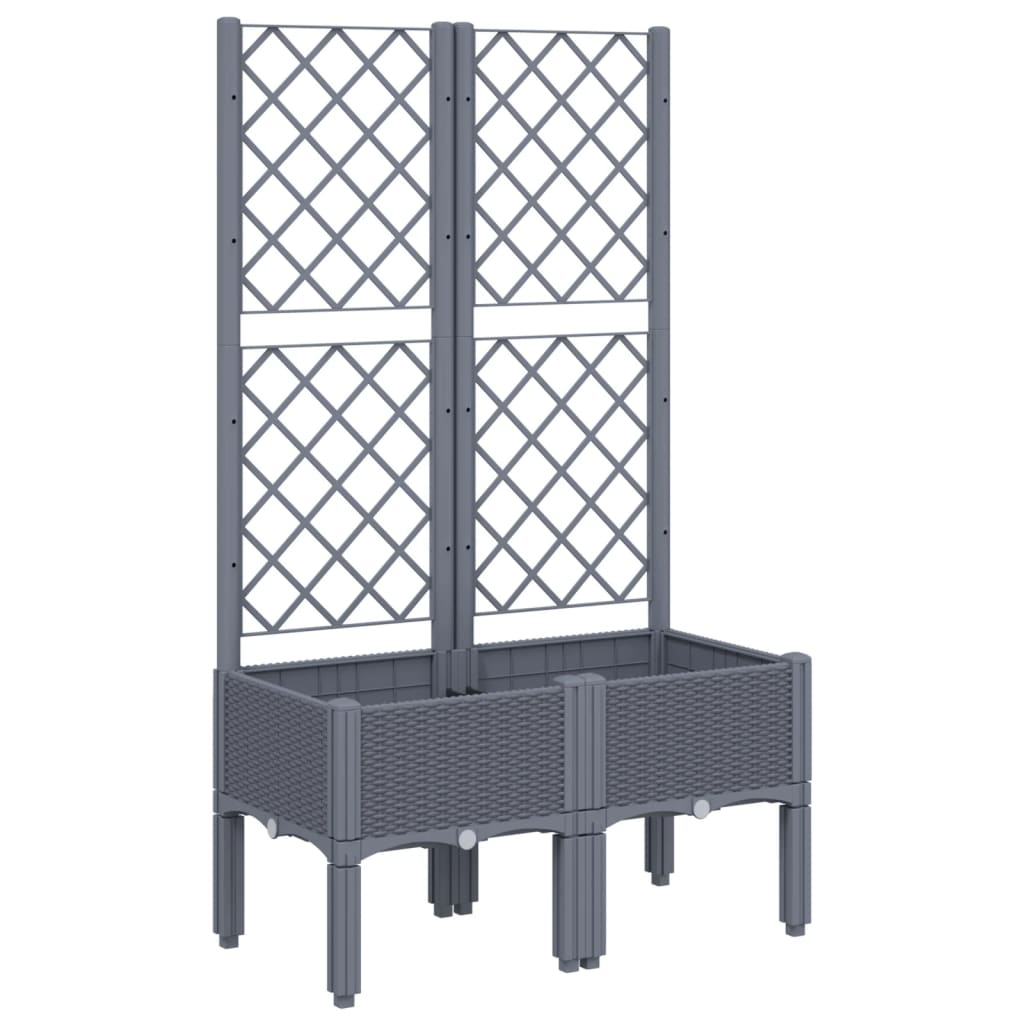Garden Planter with Trellis Blue Grey 80x40x142 cm PP