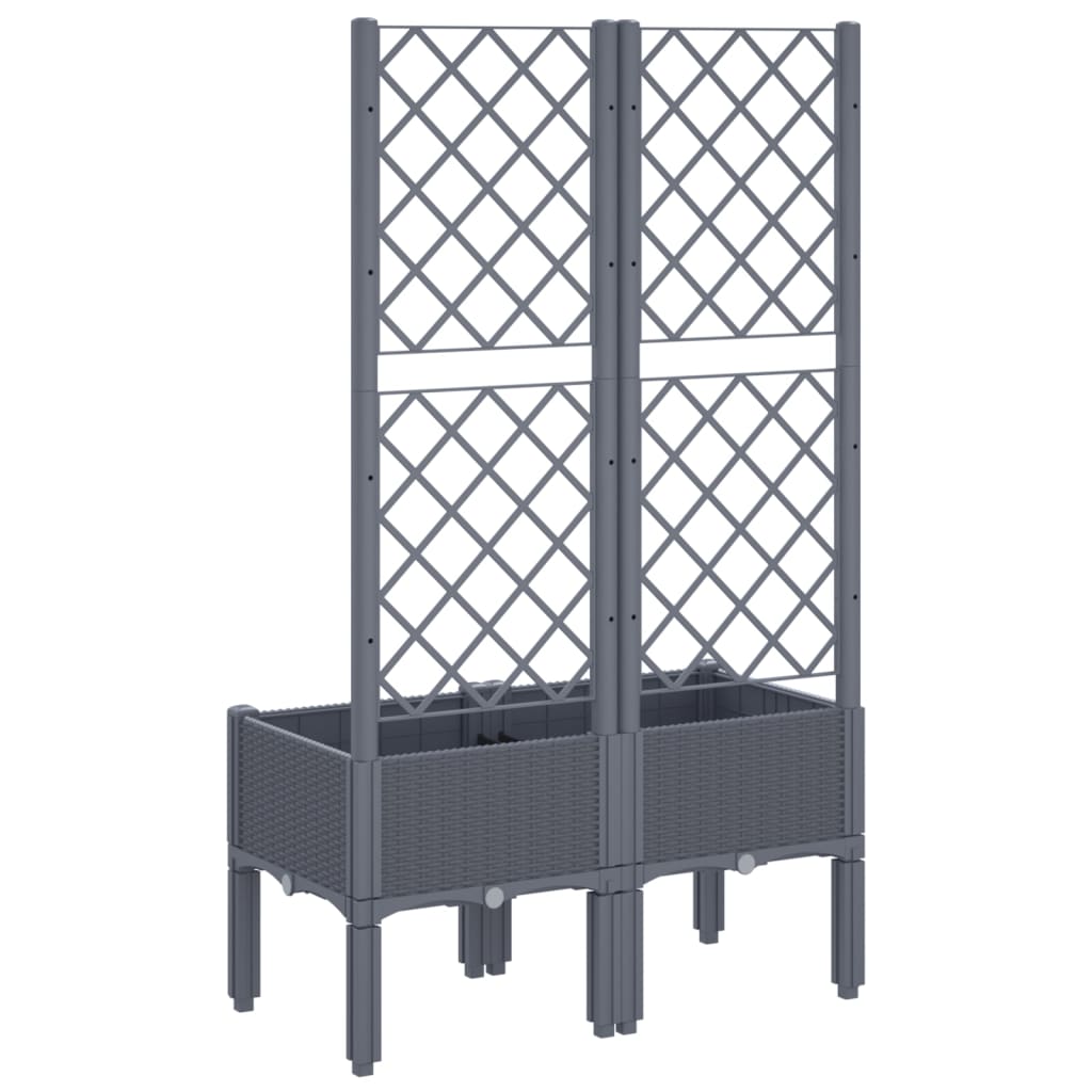 Garden Planter with Trellis Blue Grey 80x40x142 cm PP
