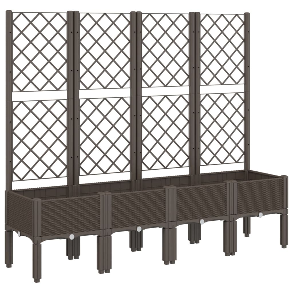 Garden Planter with Trellis Brown 160x40x142 cm PP