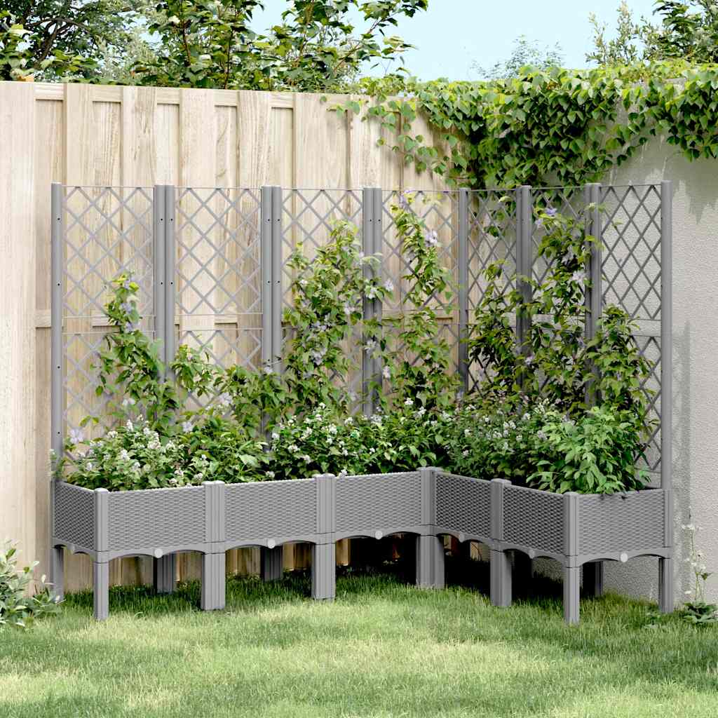 Garden Planter with Trellis Light Grey 160x120x142 cm PP