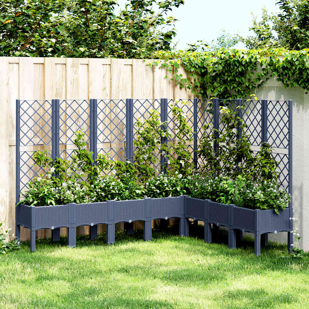 Garden Planter with Trellis Blue Grey 200x160x142 cm PP