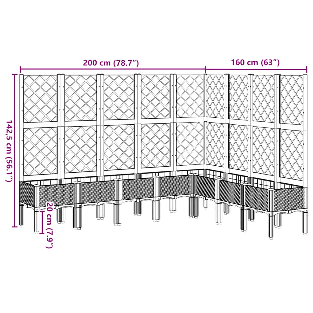 Garden Planter with Trellis Brown 200x160x142 cm PP