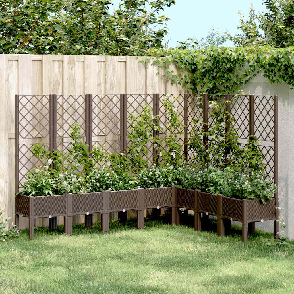 Garden Planter with Trellis Brown 200x160x142 cm PP