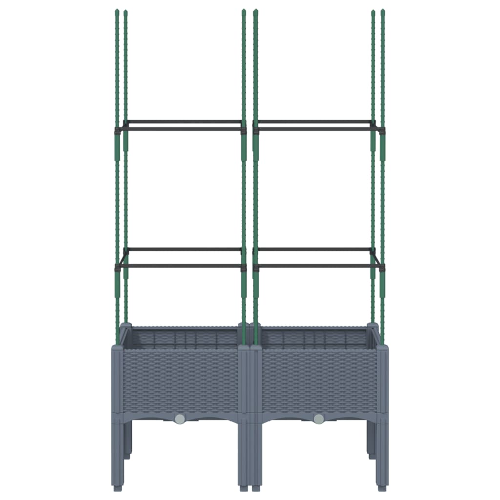 Garden Planter with Trellis Blue Grey 80x40x142.5 cm PP