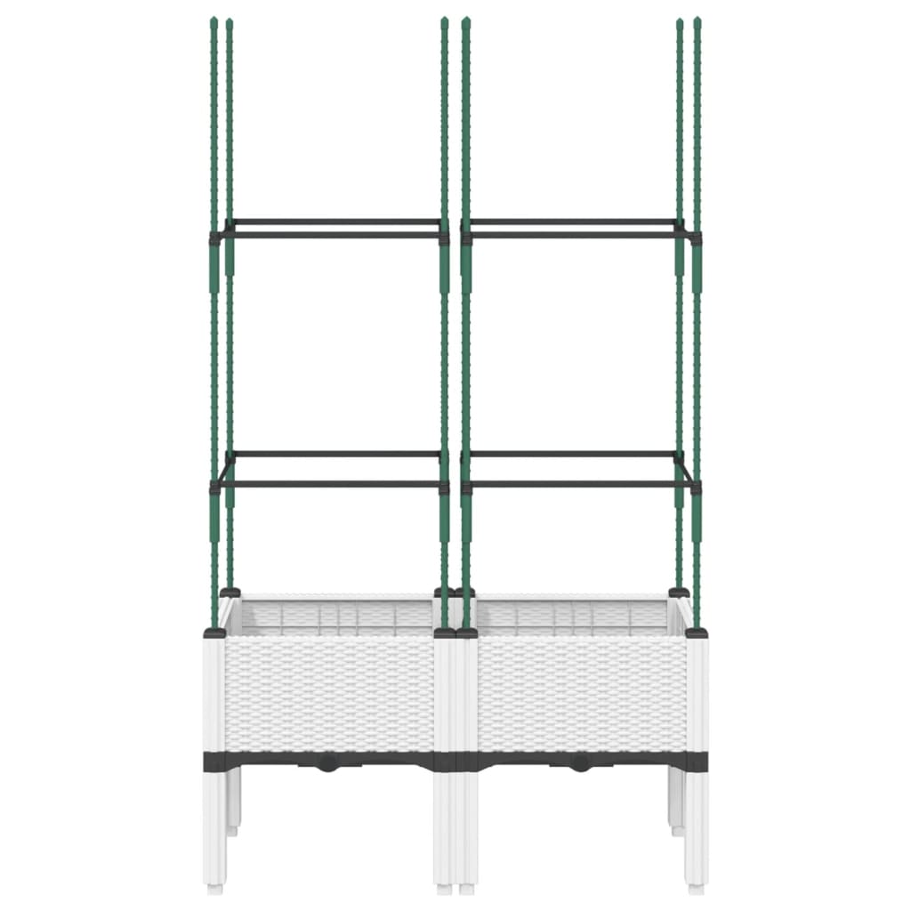Garden Planter with Trellis White 80x40x142.5 cm PP