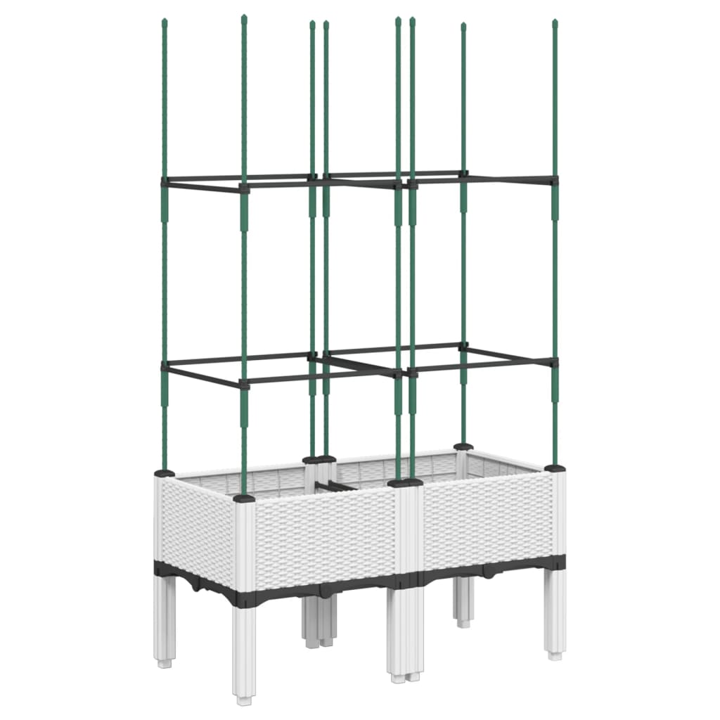 Garden Planter with Trellis White 80x40x142.5 cm PP