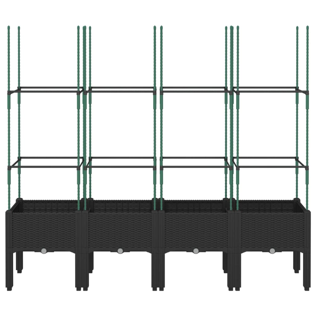 Garden Planter with Trellis Black 160x40x142.5 cm PP