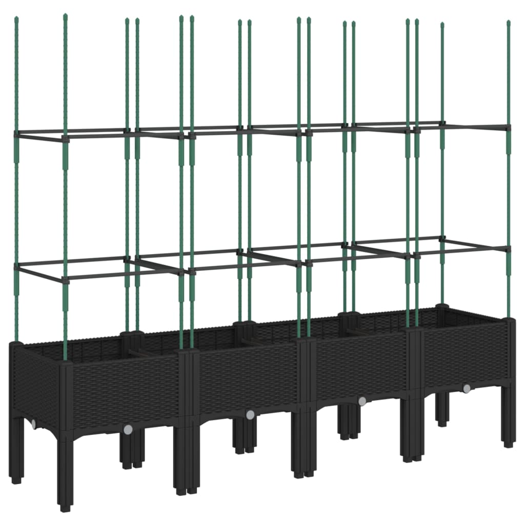 Garden Planter with Trellis Black 160x40x142.5 cm PP