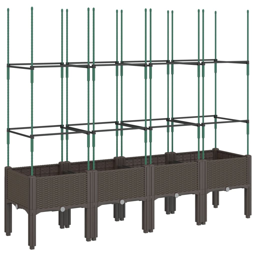 Garden Planter with Trellis Brown 160x40x142.5 cm PP