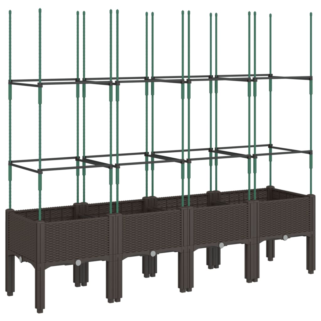 Garden Planter with Trellis Brown 160x40x142.5 cm PP