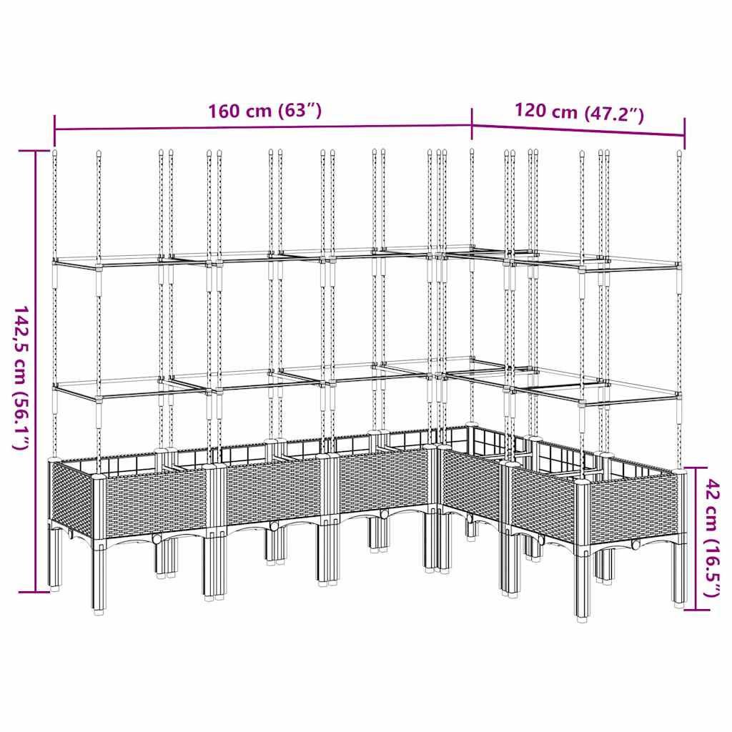 Garden Planter with Trellis White 160x120x142.5 cm PP