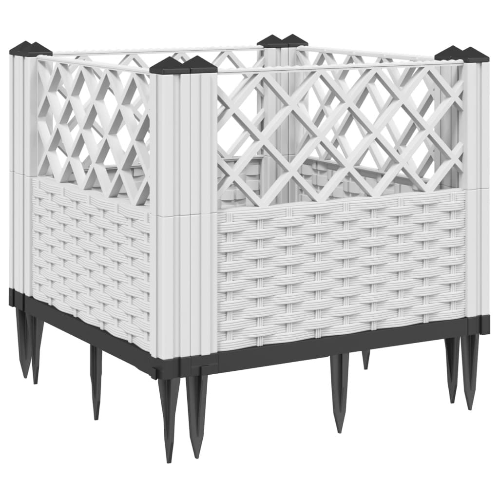 Garden Planter with Pegs White 43.5x43.5x43.5 cm PP