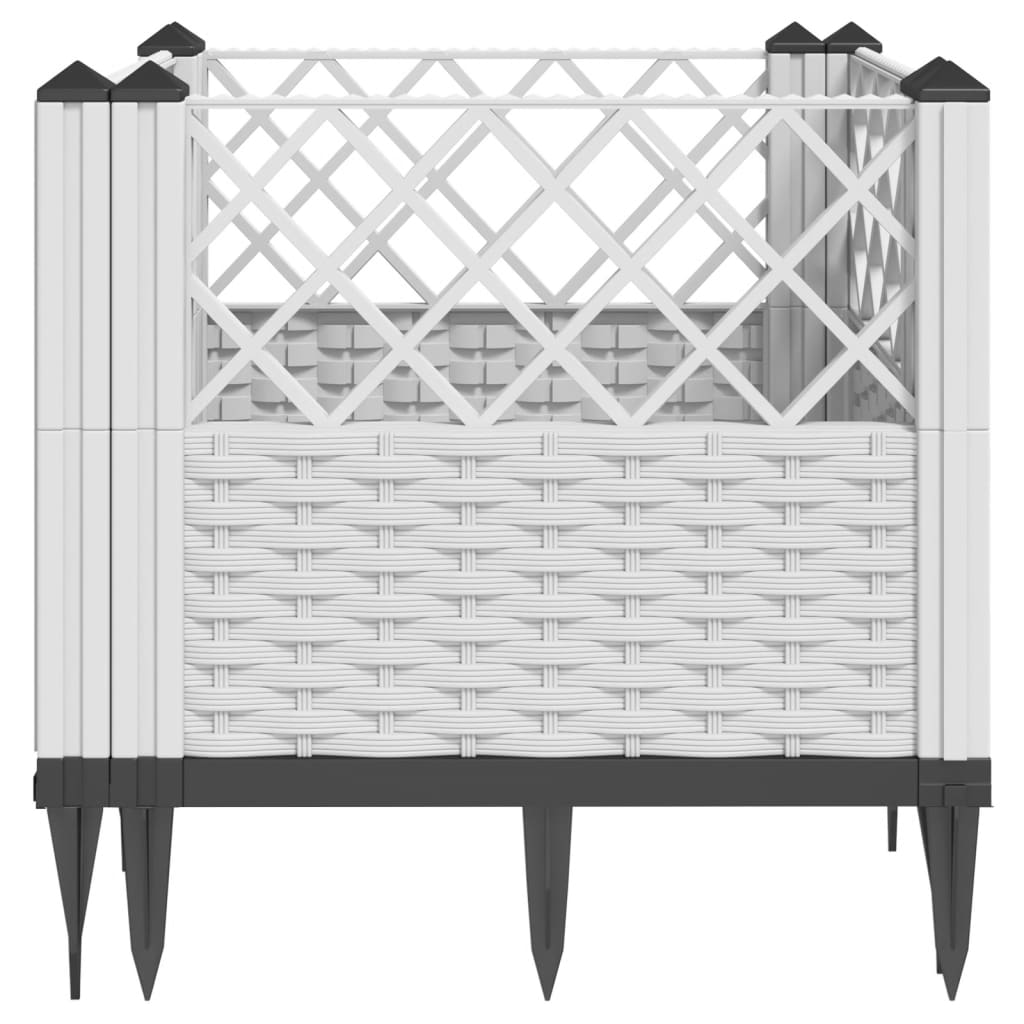 Garden Planter with Pegs White 43.5x43.5x43.5 cm PP