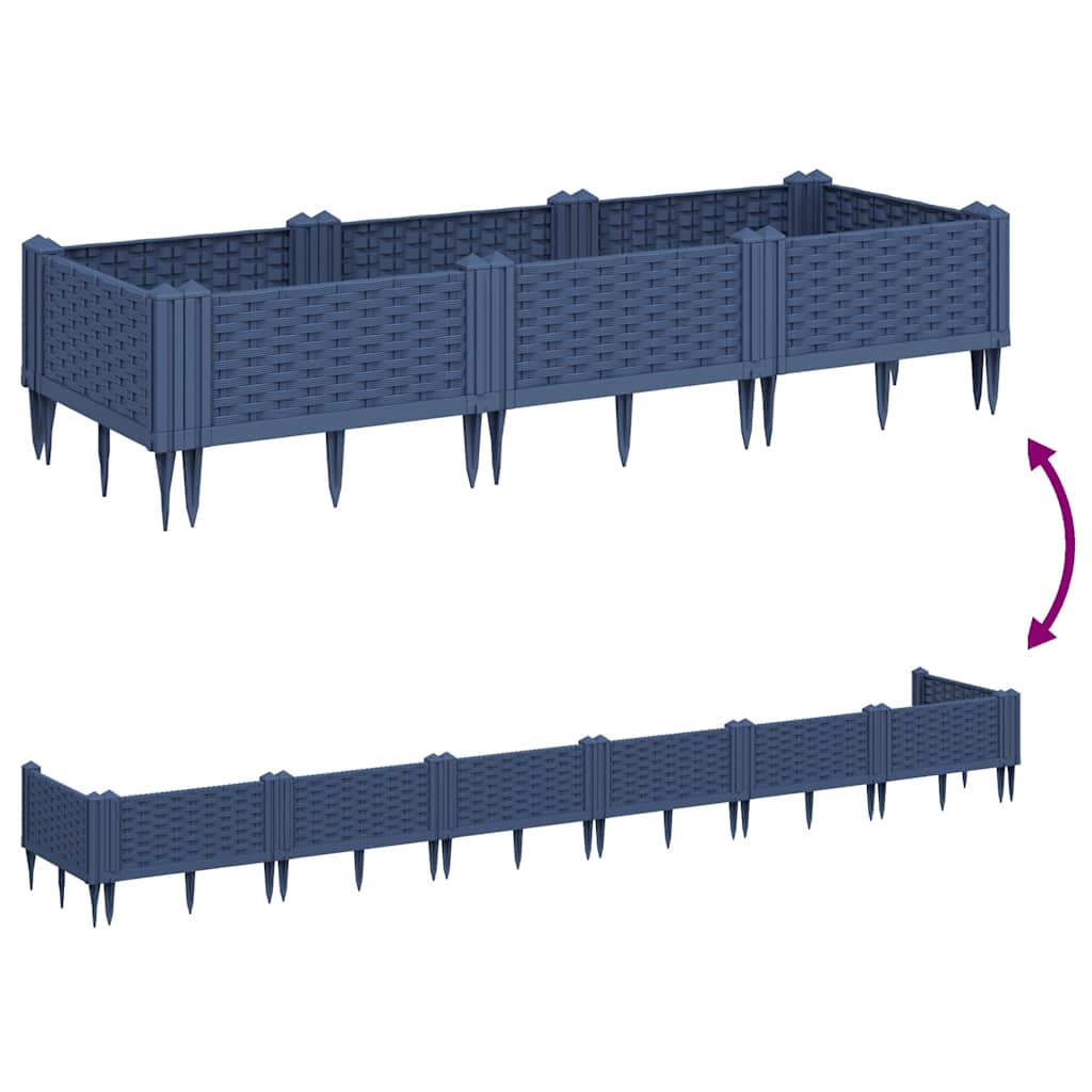 Garden Planter with Pegs Blue Grey 125x40x28.5 cm PP