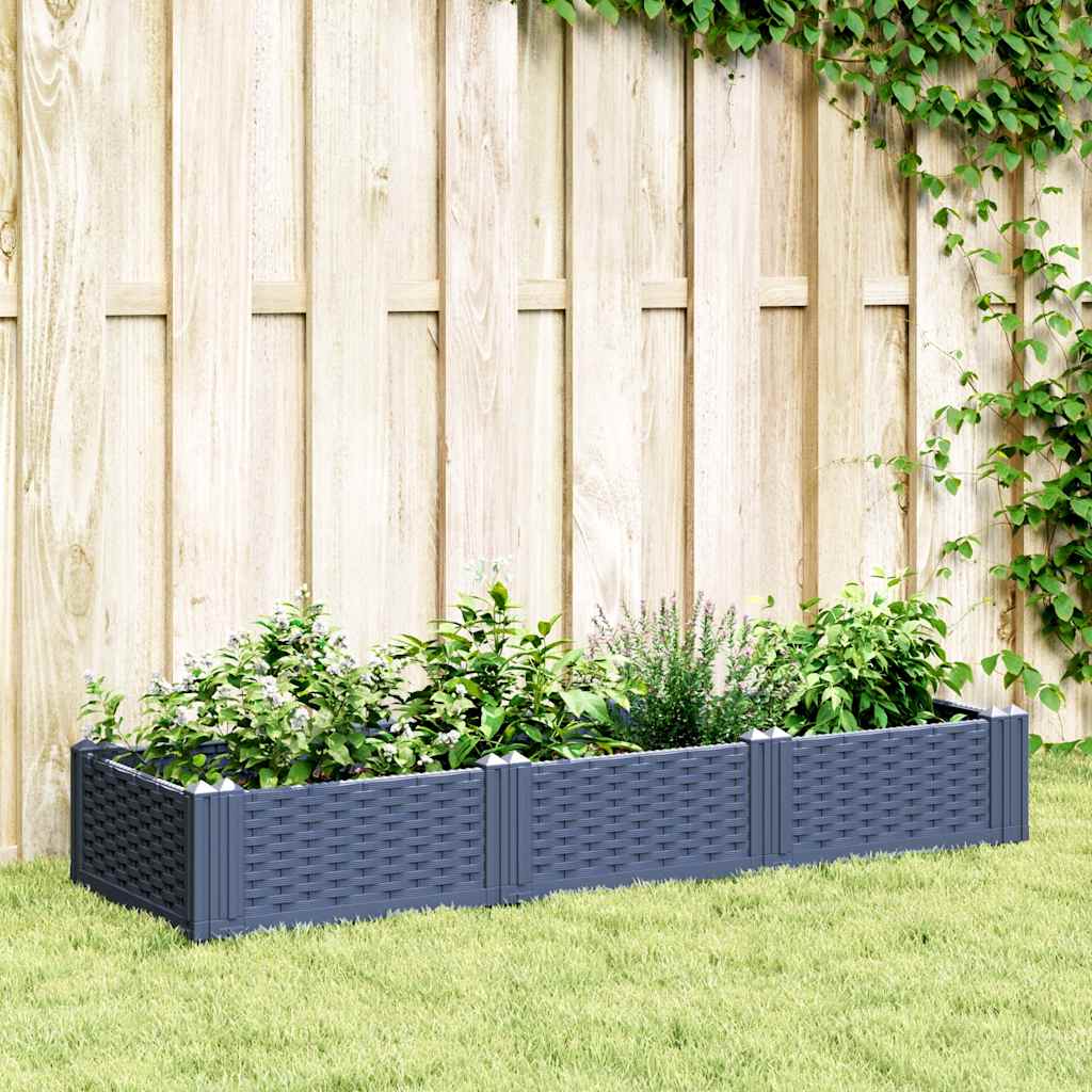 Garden Planter with Pegs Blue Grey 125x40x28.5 cm PP