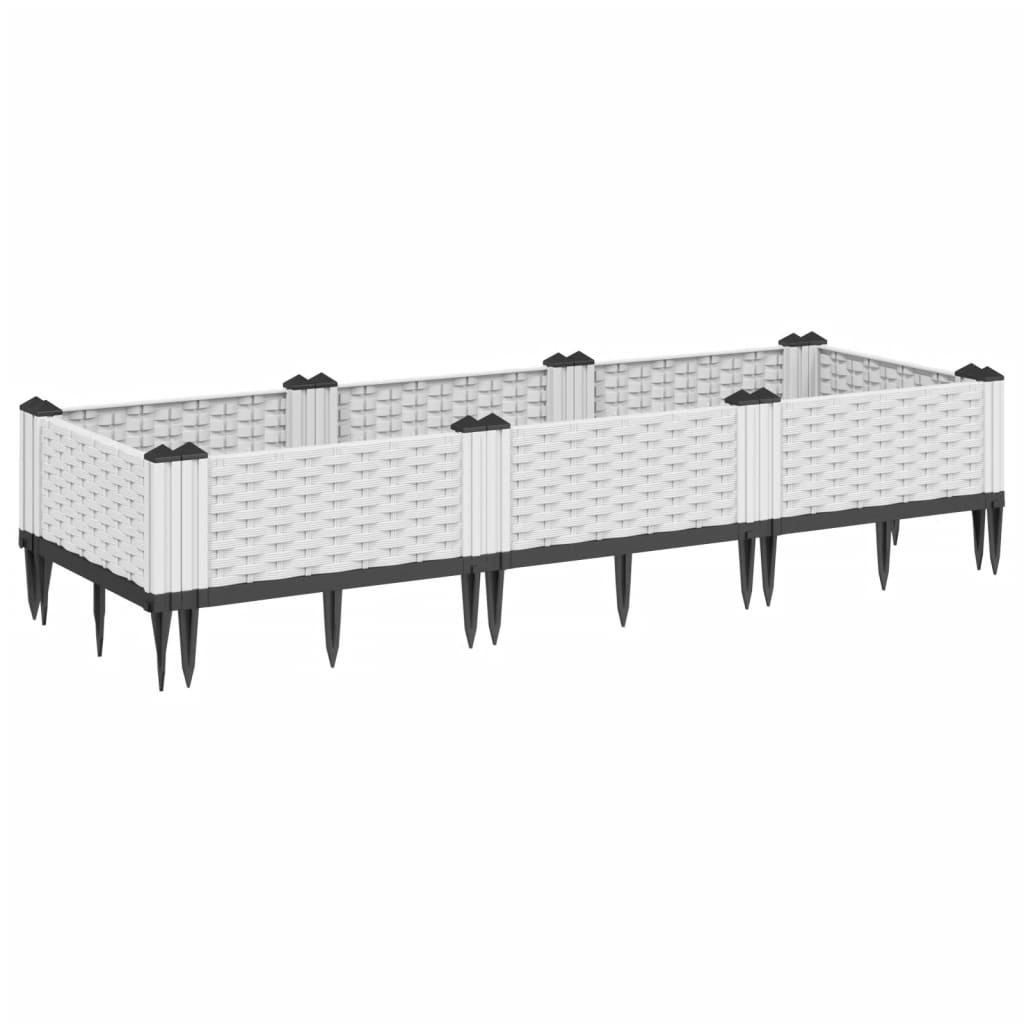 Garden Planter with Pegs White 125x40x28.5 cm PP